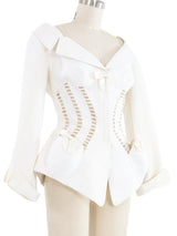 Thierry Mugler White Pique Peplum Jacket