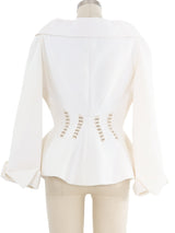 Thierry Mugler White Pique Peplum Jacket