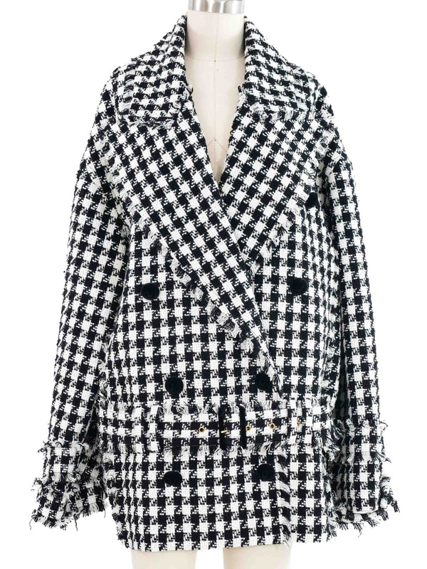 Balmain Tweed Houndstooth Coat