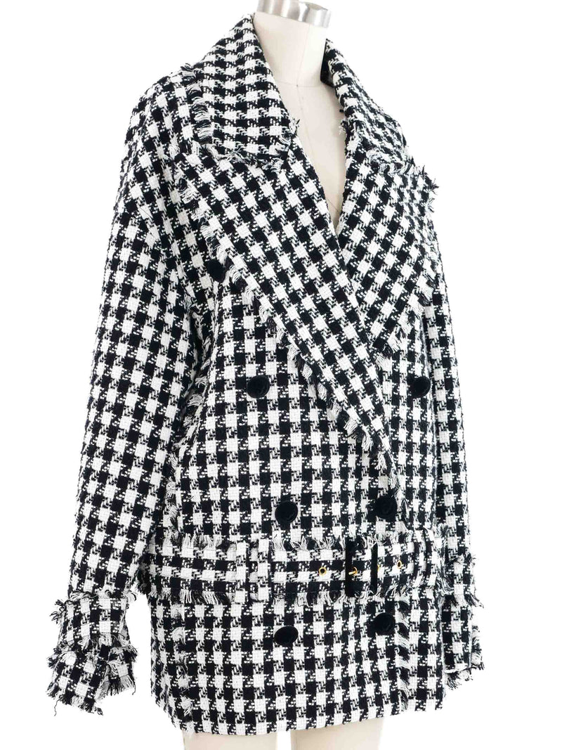 Balmain Tweed Houndstooth Coat