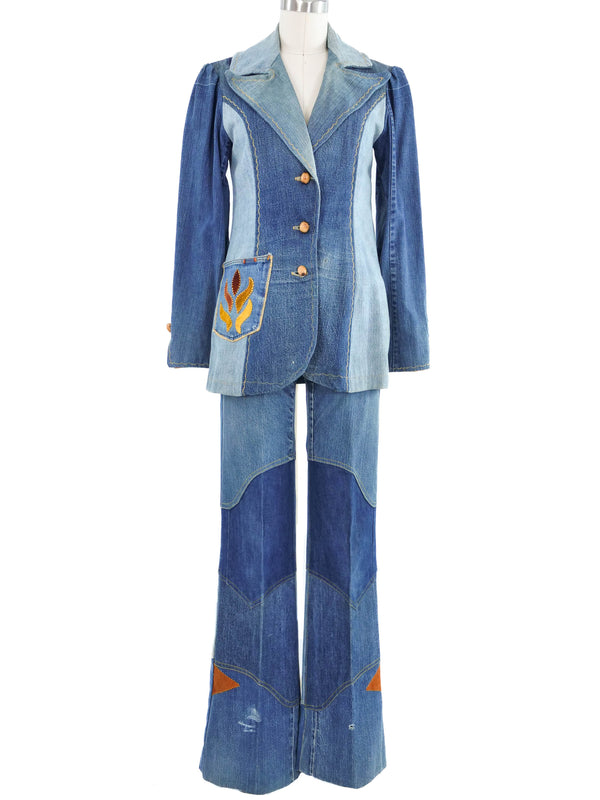 Embroidered Levis Denim Patchwork Pant Suit