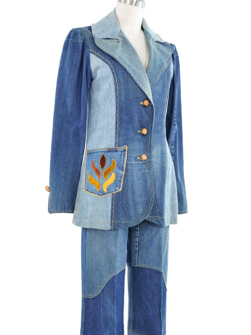 Embroidered Levis Denim Patchwork Pant Suit