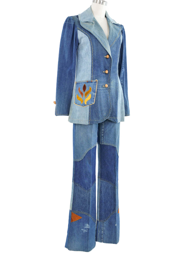 Embroidered Levis Denim Patchwork Pant Suit