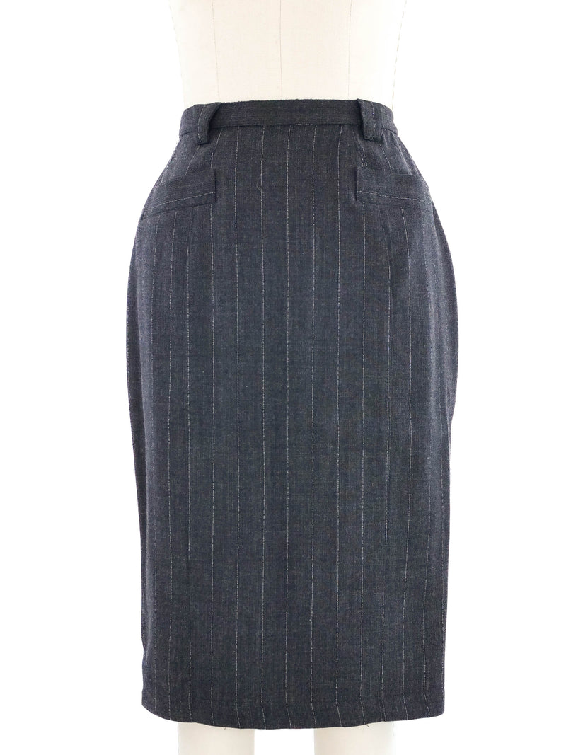 1995 Thierry Mugler Pinstripe Peplum Skirt Suit
