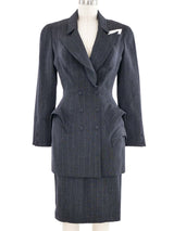 1995 Thierry Mugler Pinstripe Peplum Skirt Suit
