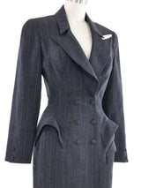 1995 Thierry Mugler Pinstripe Peplum Skirt Suit