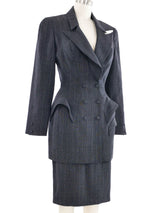 1995 Thierry Mugler Pinstripe Peplum Skirt Suit