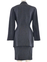 1995 Thierry Mugler Pinstripe Peplum Skirt Suit