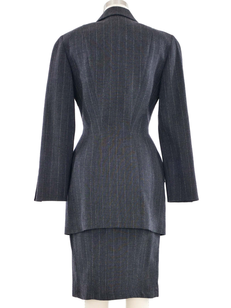 1995 Thierry Mugler Pinstripe Peplum Skirt Suit