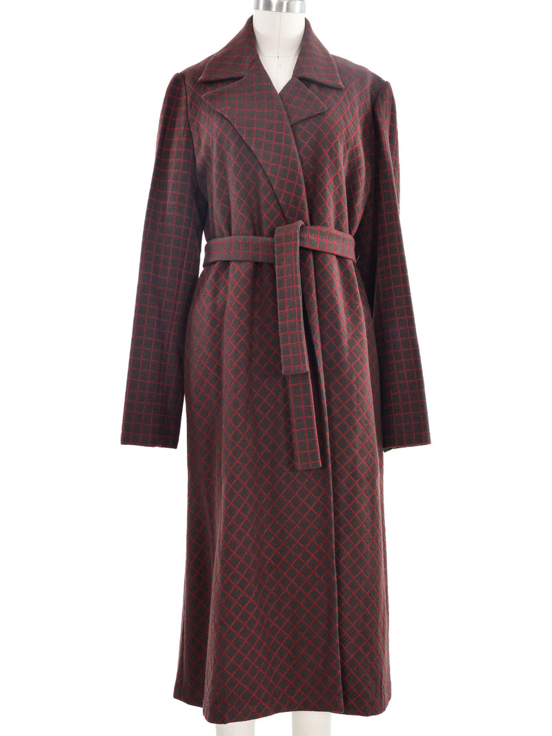 2001 Yeohlee Brown and Red Checkered Duster Outerwear arcadeshops.com