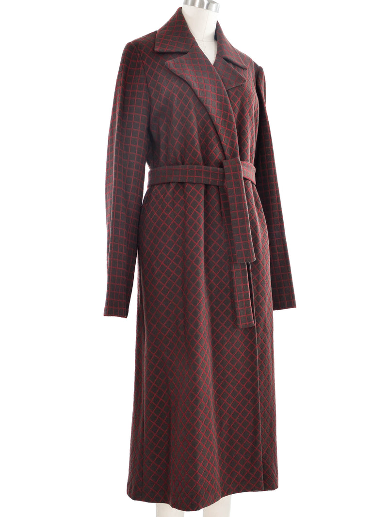 2001 Yeohlee Brown and Red Checkered Duster Outerwear arcadeshops.com