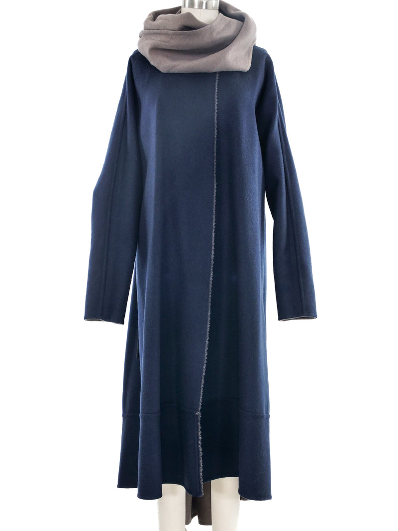 2007 Yeohlee Taupe and Navy Wool Coat Outerwear arcadeshops.com