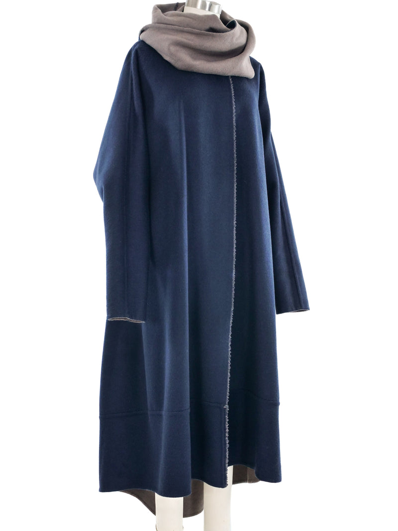 2007 Yeohlee Taupe and Navy Wool Coat Outerwear arcadeshops.com