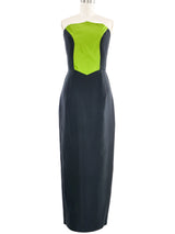 1995 Yeohlee Colorblock Strapless Sheath Gown Dress arcadeshops.com