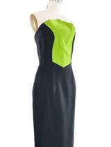 1995 Yeohlee Colorblock Strapless Sheath Gown Dress arcadeshops.com