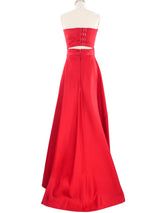 1994 Yeohlee Red Satin Skirt Ensemble Suit arcadeshops.com