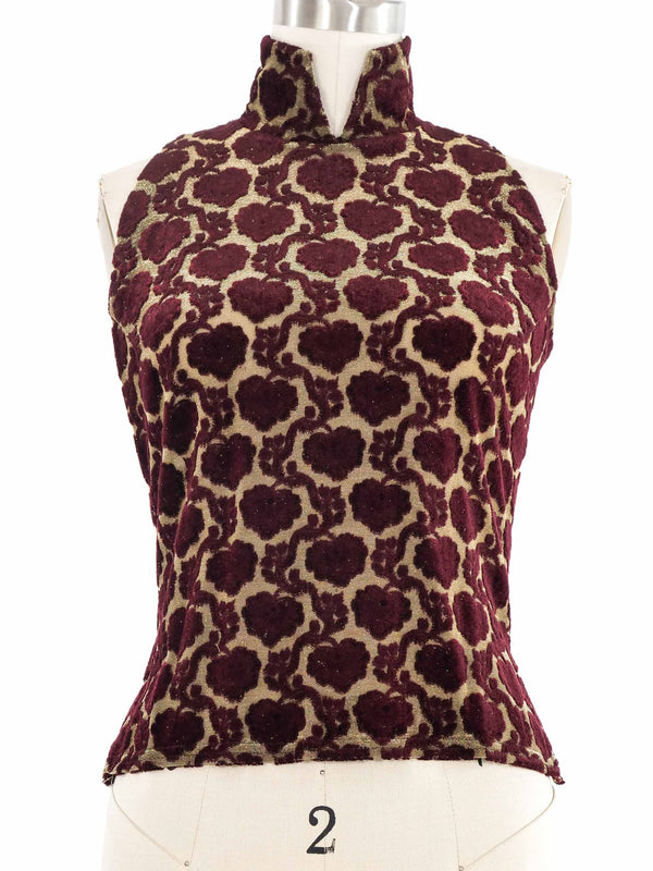 2001 Yeohlee Burnout Velvet Mockneck Tank