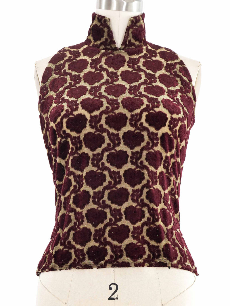 2001 Yeohlee Burnout Velvet Mockneck Tank