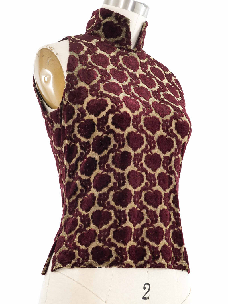 2001 Yeohlee Burnout Velvet Mockneck Tank