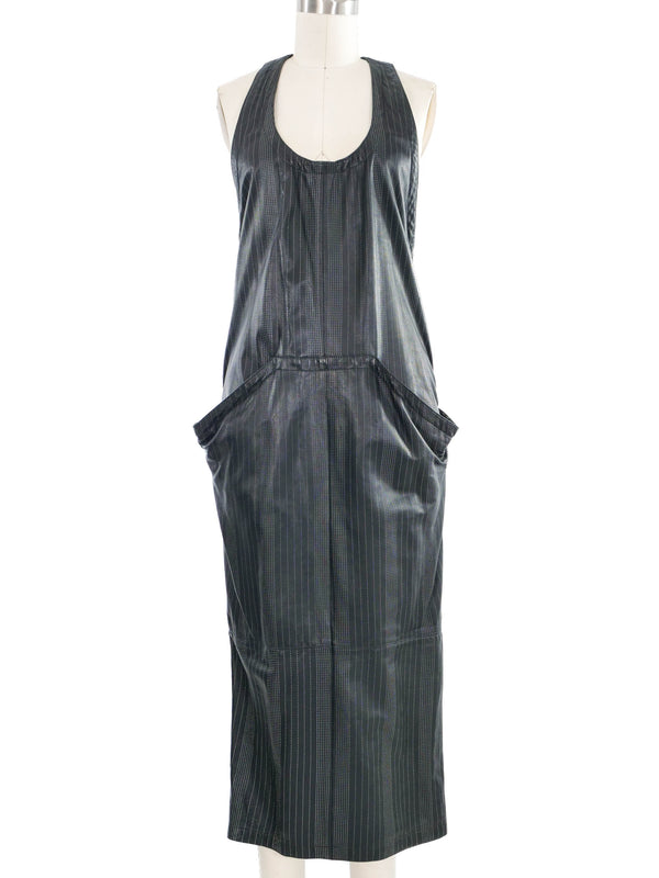 1980s Gianni Versace Pinstripe Leather Pinafore Dress Dress arcadeshops.com
