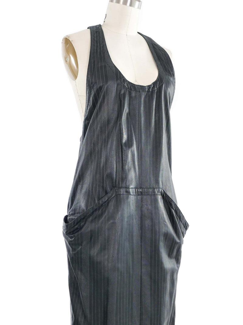 1980s Gianni Versace Pinstripe Leather Pinafore Dress Dress arcadeshops.com