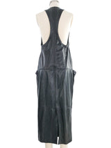 1980s Gianni Versace Pinstripe Leather Pinafore Dress Dress arcadeshops.com
