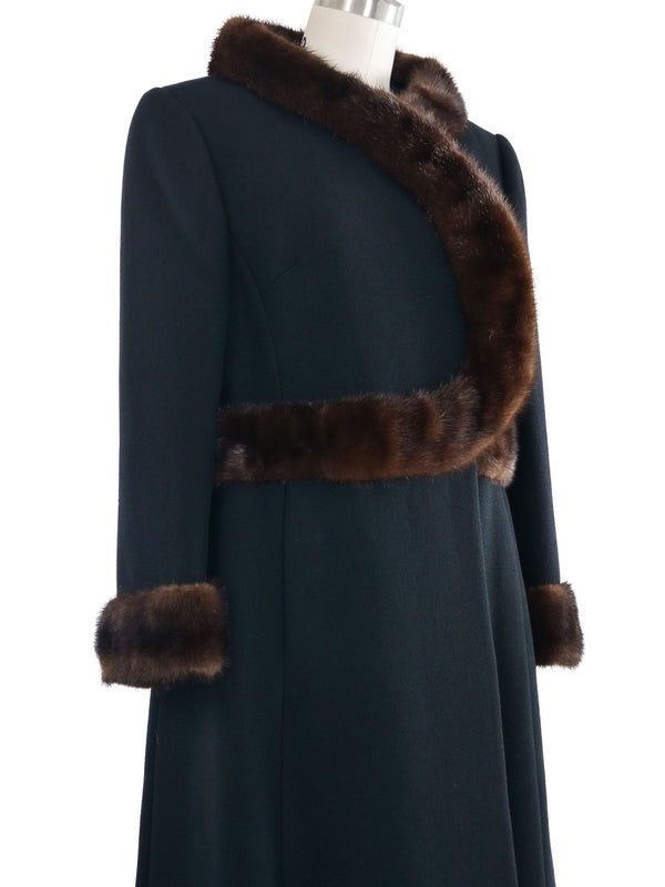 1960s Mink Trimmed Black Wool Coat Outerwear arcadeshops.com