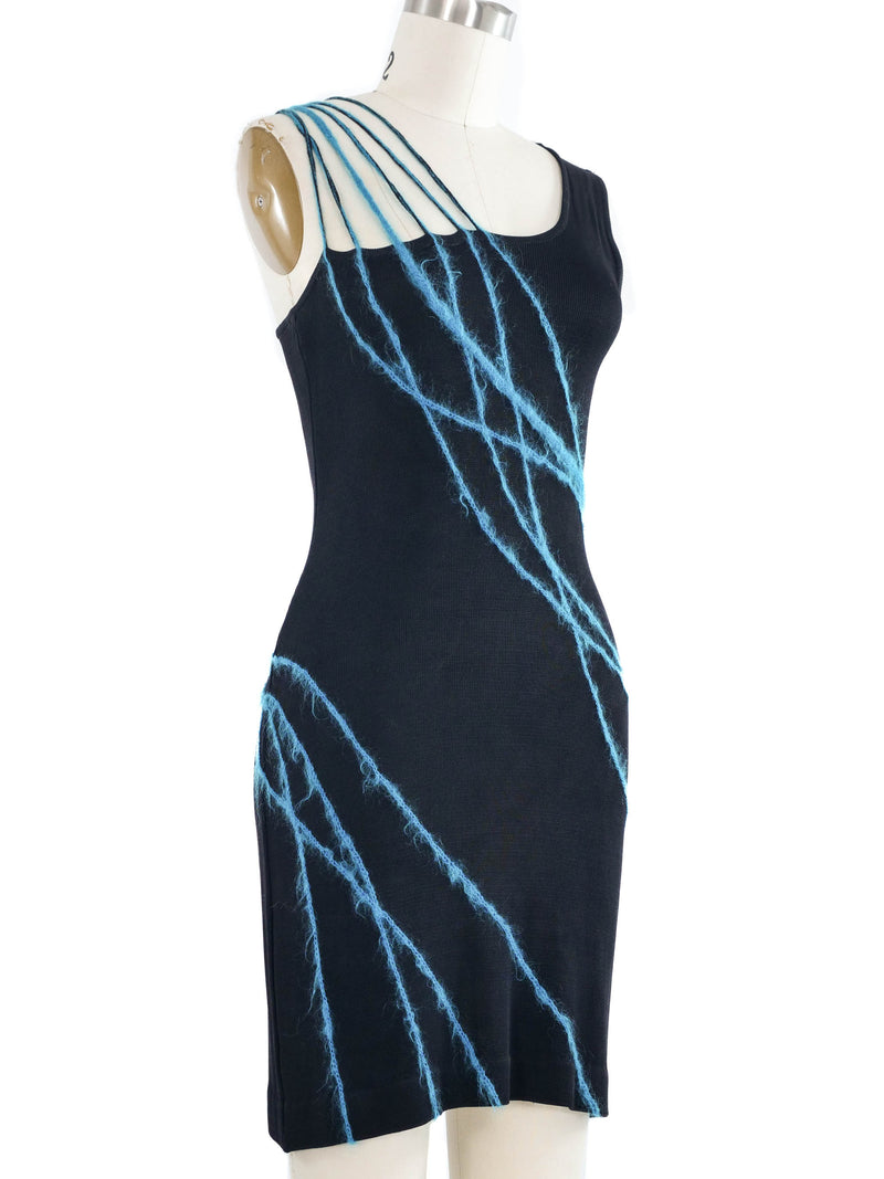 1998 Gianni Versace Black Jersey Mohair Yarn Mini Dress Dress arcadeshops.com