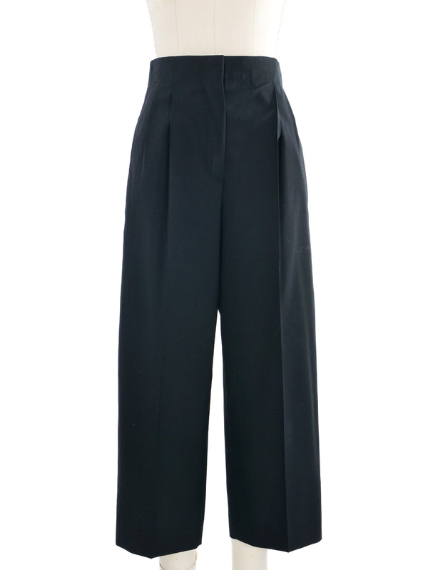 Celine Cropped Black Wool Trousers Bottom arcadeshops.com
