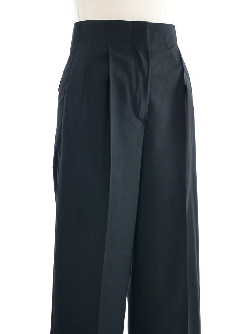 Celine Cropped Black Wool Trousers Bottom arcadeshops.com