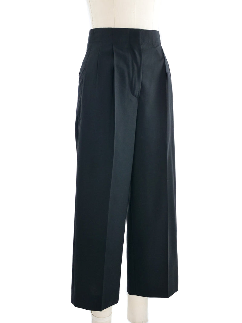 Celine Cropped Black Wool Trousers Bottom arcadeshops.com