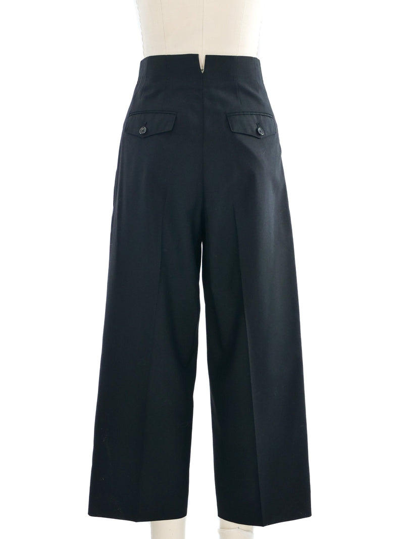 Celine Cropped Black Wool Trousers Bottom arcadeshops.com