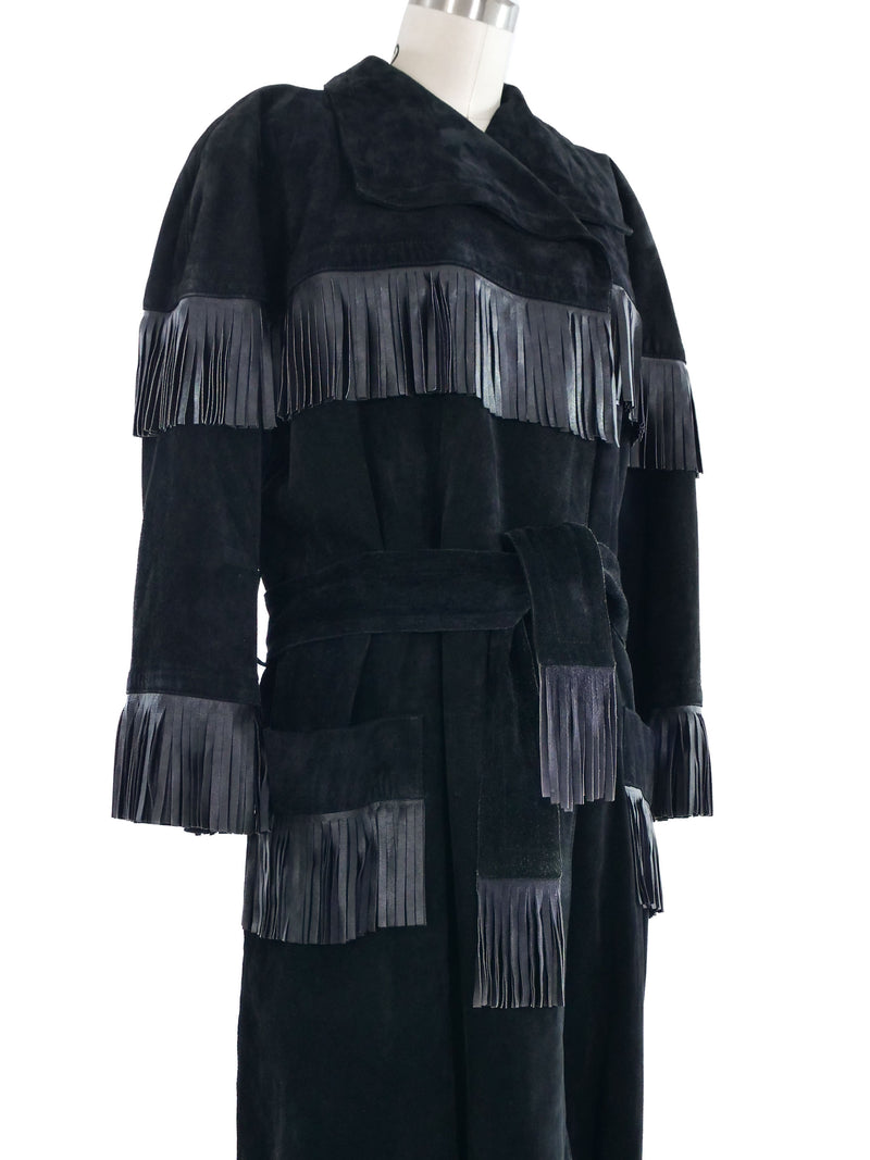 Yves Saint Laurent Fringed Suede Overcoat Outerwear arcadeshops.com