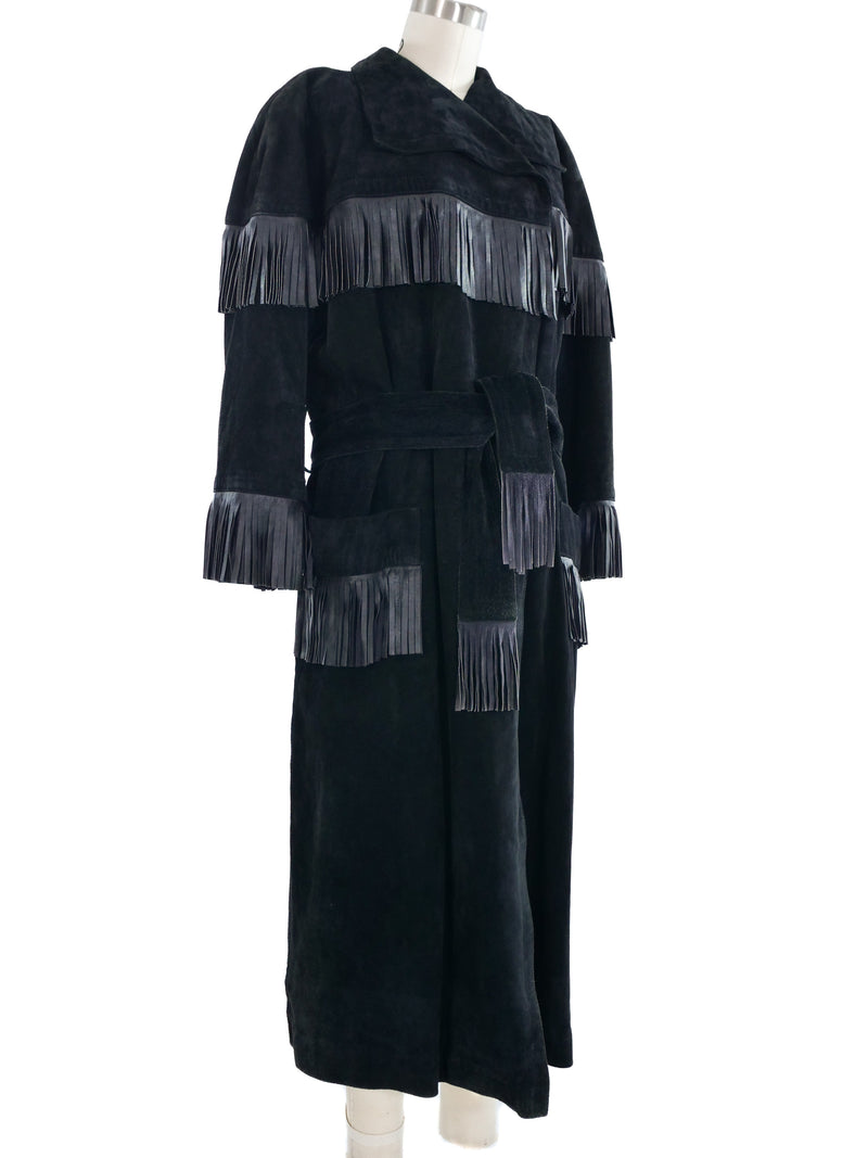 Yves Saint Laurent Fringed Suede Overcoat Outerwear arcadeshops.com