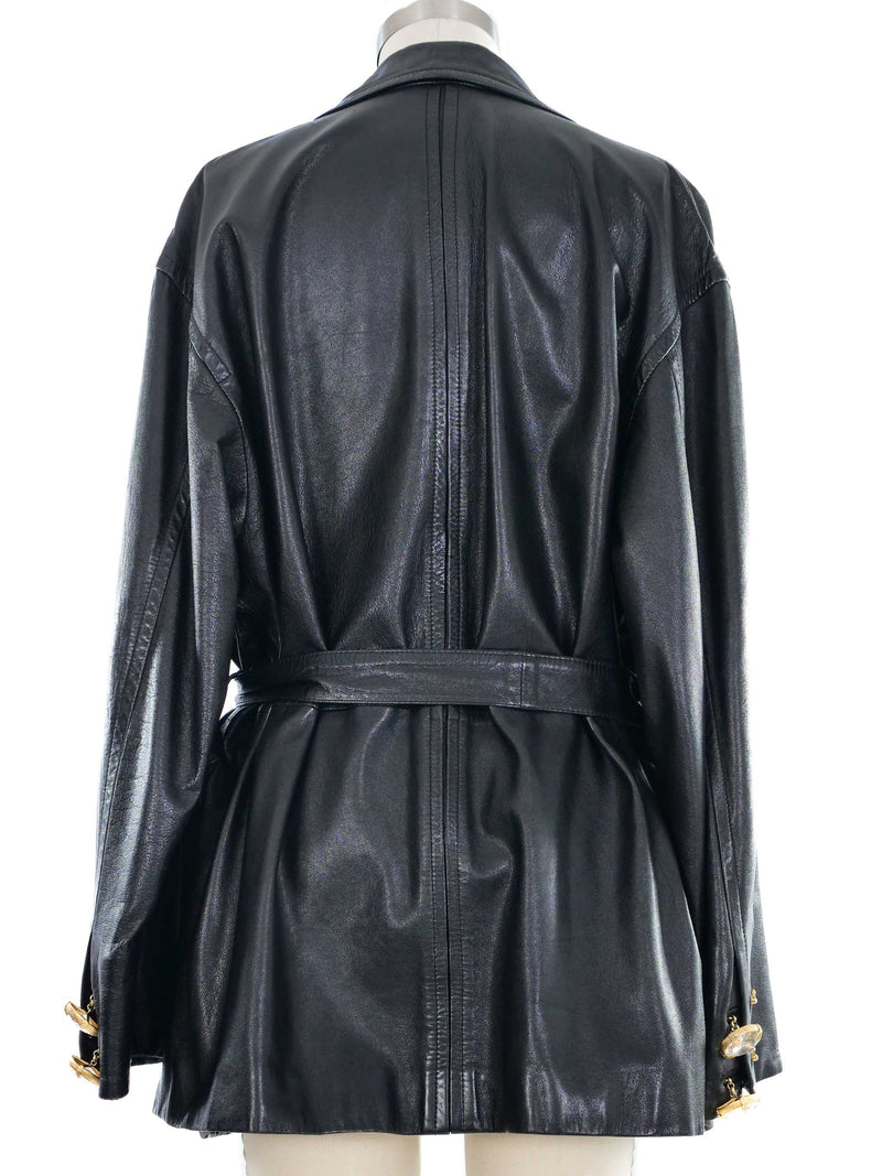 Gianfranco Ferre Belted Leather Coat Outerwear arcadeshops.com