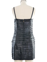Just Cavalli Black Leather Ruffle Mini Dress Dress arcadeshops.com