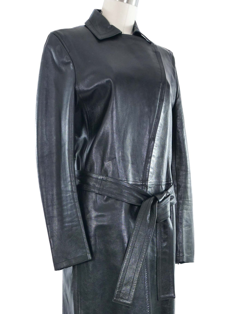 Gucci Belted Leather Coat Outerwear arcadeshops.com
