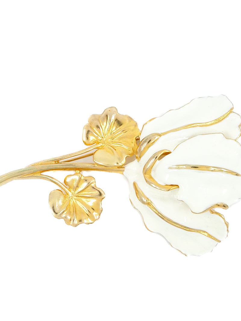 Kenneth Jay Lane Ivory Enamel Flower Brooch