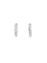 Oscar de la Renta Silvertone Crystal Embellished Hoop Earrings