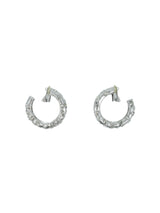 Oscar de la Renta Silvertone Crystal Embellished Hoop Earrings