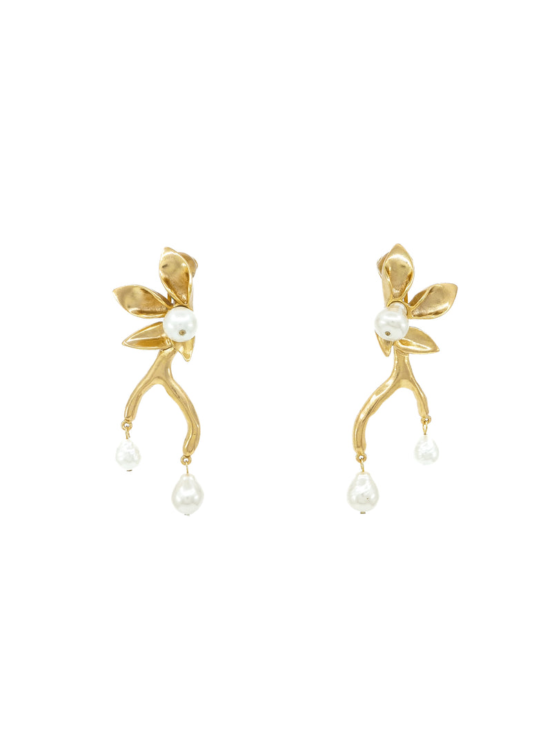 Oscar de la Renta Goldtone Pearl Drop Earrings