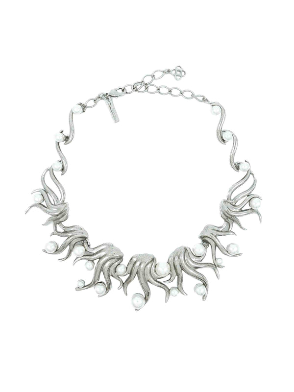 Oscar de la Renta Pearl Beaded Scroll Necklace