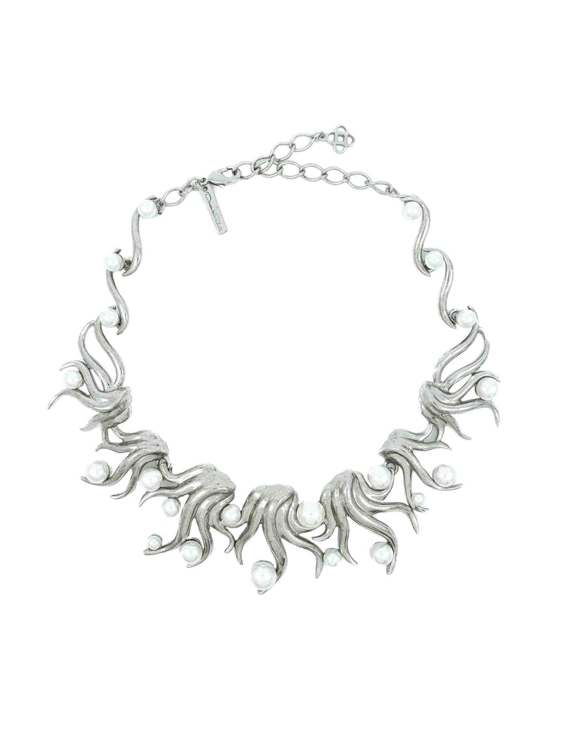 Oscar de la Renta Pearl Beaded Scroll Necklace