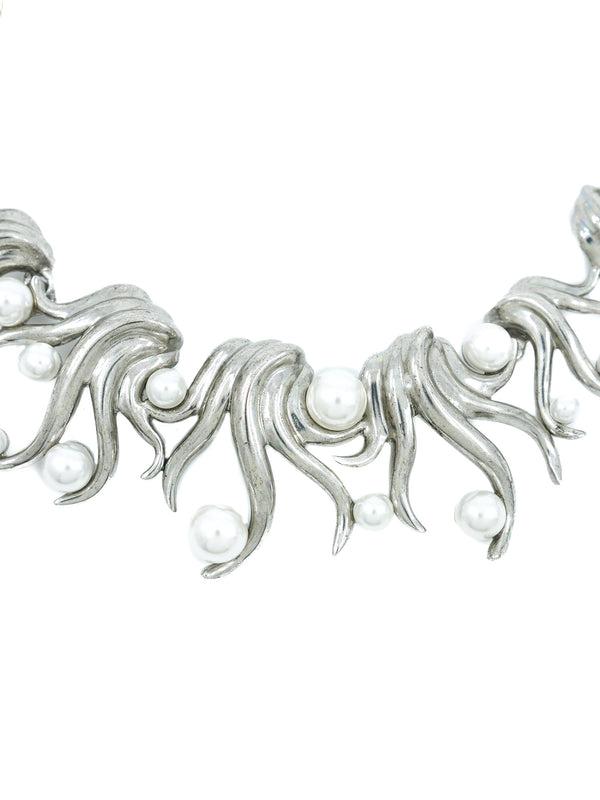 Oscar de la Renta Pearl Beaded Scroll Necklace