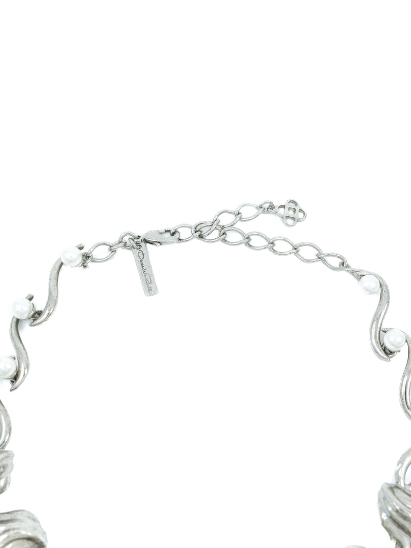 Oscar de la Renta Pearl Beaded Scroll Necklace