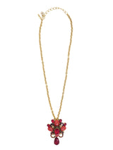 Oscar de la Renta Red Crystal Convertible Pendant Necklace