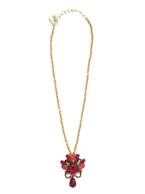 Oscar de la Renta Red Crystal Convertible Pendant Necklace