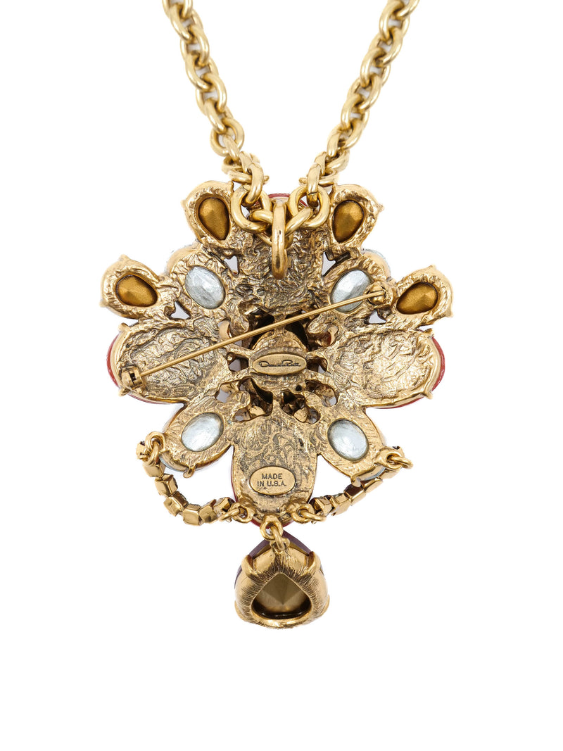 Oscar de la Renta Red Crystal Convertible Pendant Necklace