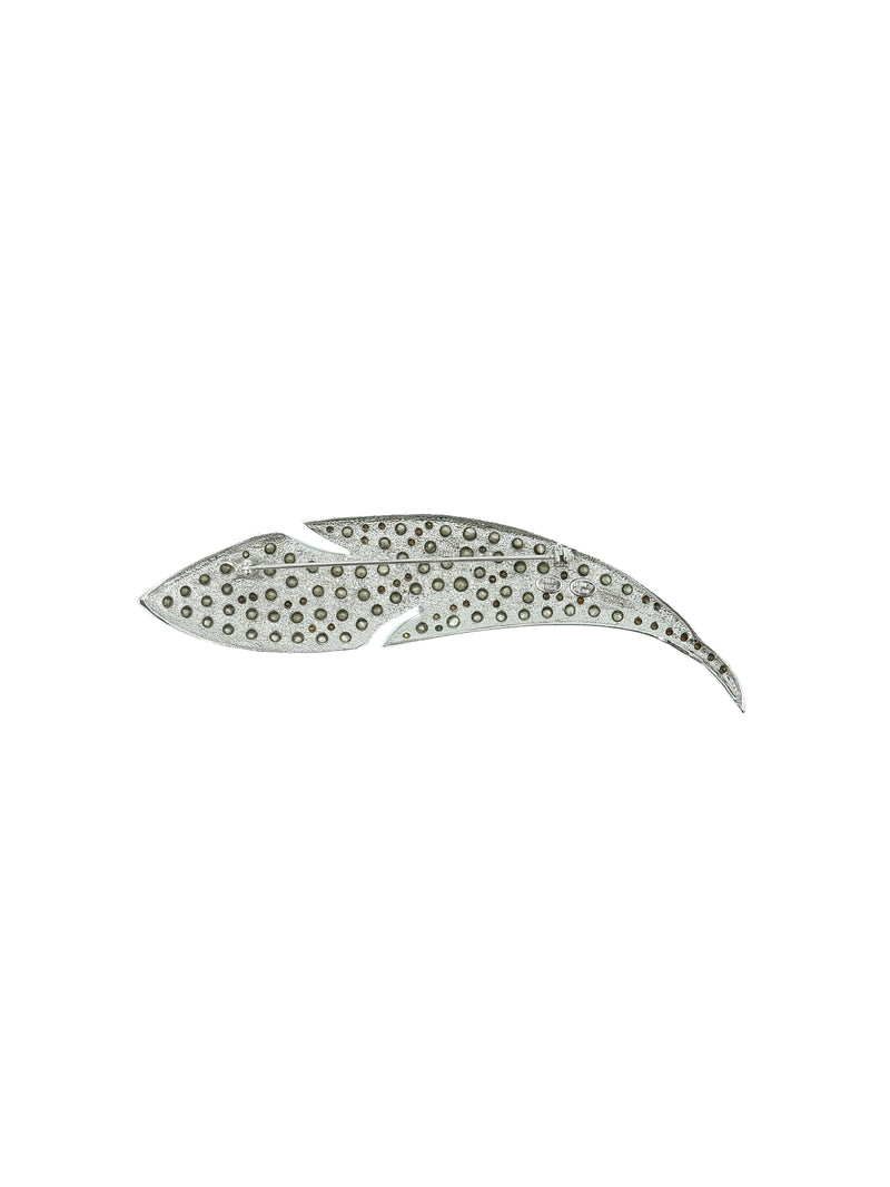 Kenneth Jay Lane Crystal Feather Brooch