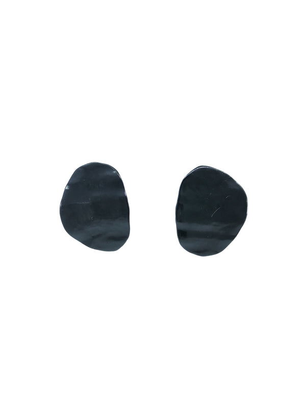 Oscar de la Renta Black Disc Earrings